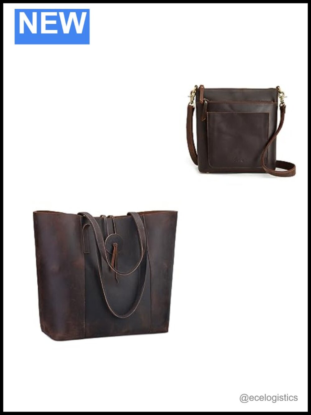 Leather Tote Bag with Crossbody Bucket Purse Multi-Pocket Women Shoulder